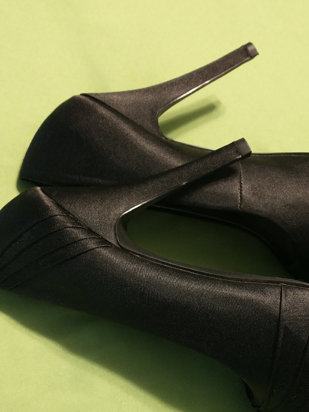 Worthington Black Satin Peep-Toe Evening Shoes - Picture 6 of 10